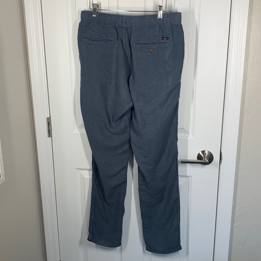 Faherty blue linen drawstring waist tapered leg pants size medium - Picture 3 of 11